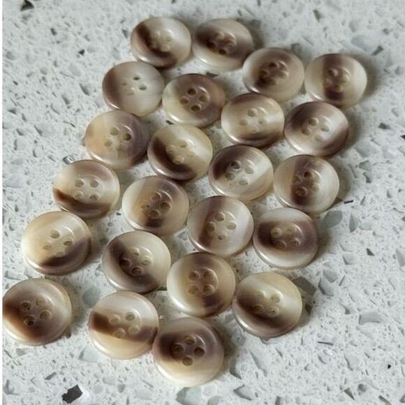 23 Small Brown & Cream Striped Round Matte 4-Hole Buttons for Sewing Crafting - Picture 2 of 5